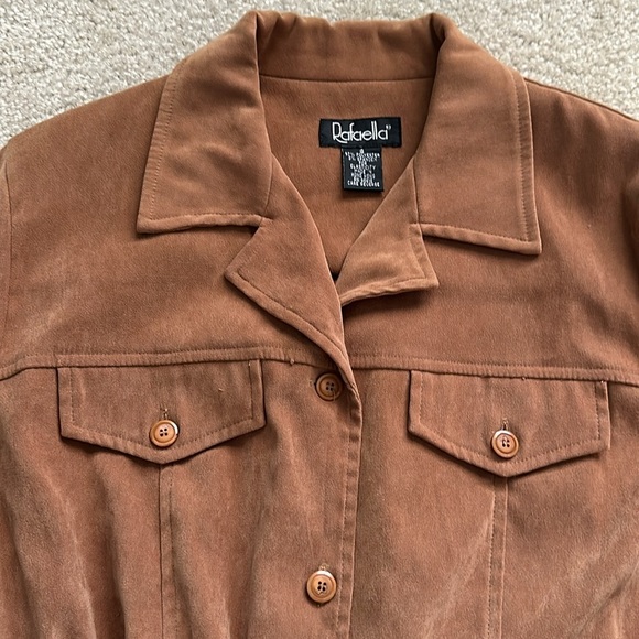 Vintage Rafaella Women’s Tan Button Up Jacket with Belt Size 6 - Picture 2 of 11